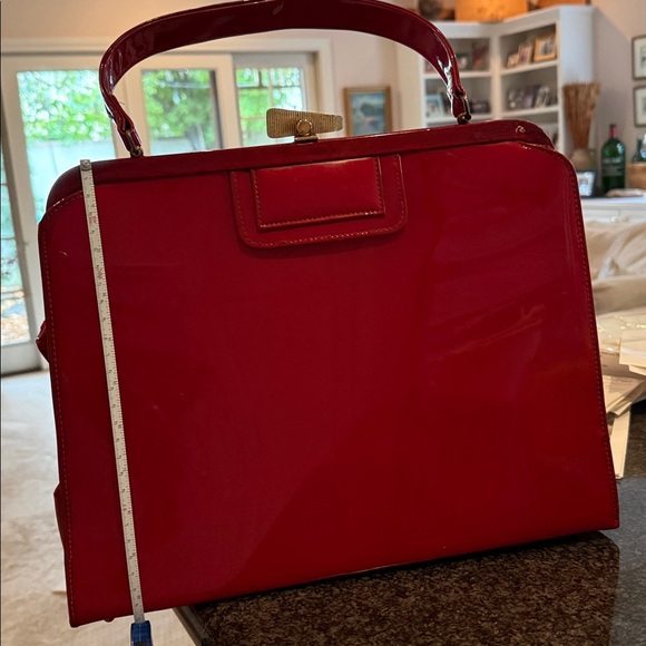 Vintage Red Patent Leather Handbag 10.5 X 13.5 - Picture 17 of 17